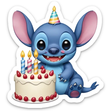 Stitch saying happy birthday  sticker