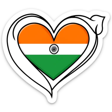Indian flag in heart shape sticker