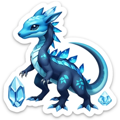 Colorful Dark Shiny Exotic Salandit-Aurorus-Glaceon-Fakémon-hybrid-creature (full body)  sticker