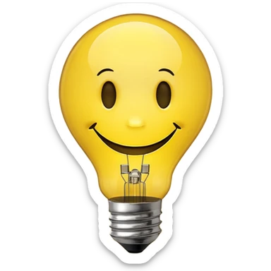 Smiley face with separate light bulb over its head sticker