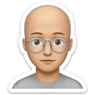 он лысый должен быть очень молодой парень лет 18 , очень тонкие очки, а так же борода нужно прямо еще моложе sticker