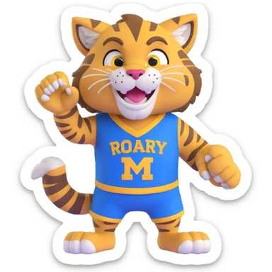 Roary the Wildcat, a friendly wildcat mascot with a big smile, blue and gold colors sticker