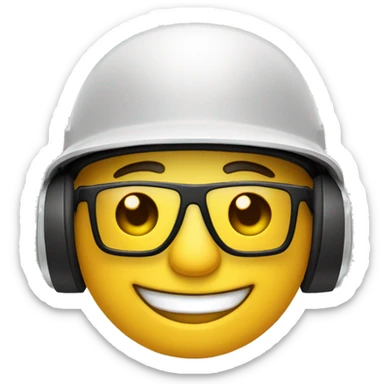 Bonhomme avec un casque de chantier et des lunettes swag et un large sourire sticker