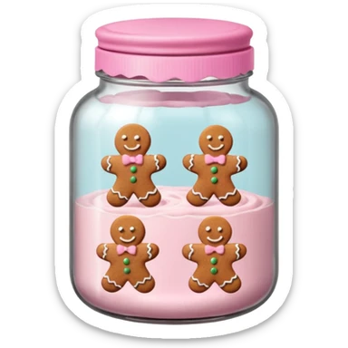 christmas gingerbreads pastel pink in jar with pink lid sticker