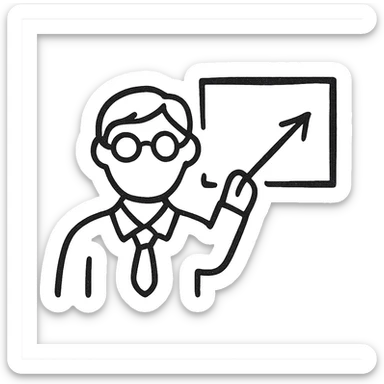 teacher, minimalist black outline icon, no fill, simple lines sticker