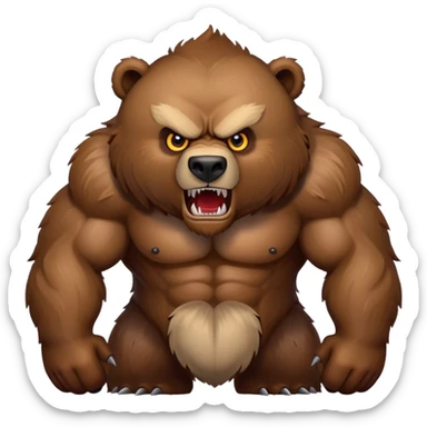 Tough wild grizzly bear with angry eyes, sharp teeth, and powerful stance sticker
