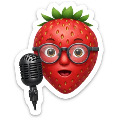strawberry be hand the mic with glasses  sticker