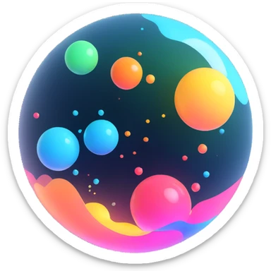 Floating multicolor orb with a soft glow — a little futuristic, particles. sticker
