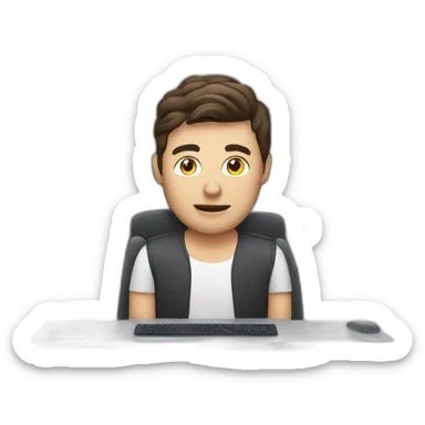 Man Video editor facing computer sticker