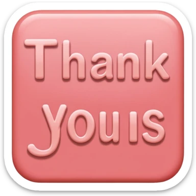 the words "thank you" in coral pink sticker