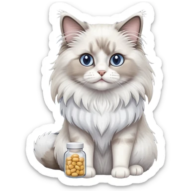 One ragdoll cat selling pills sticker