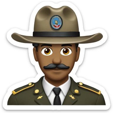 Brown man with a mustache in a us army cavalry stetson with a captains rank   sticker