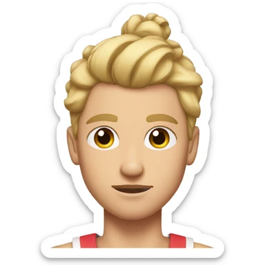 Blonde athletic man with a bun looking serious with blushed lipps sticker