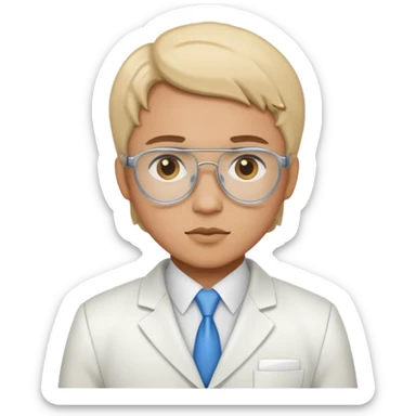 lab investagoter with white suits sticker