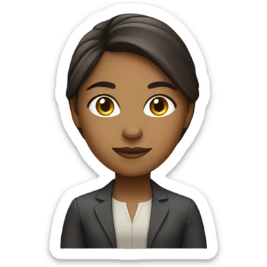 Medium hair straight light skin  Brown girl, computer science intern with a computer  sticker