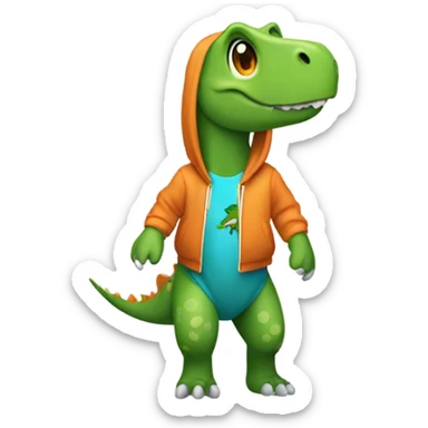 Dinosaur wearing a hoodie ￼￼ sticker