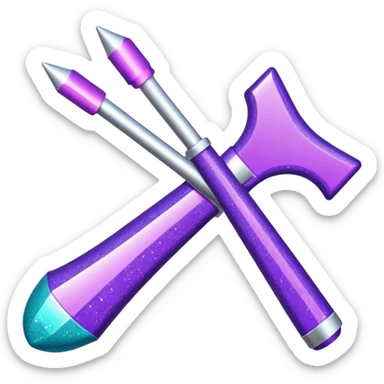 flecha para esquerda glitter roxo e ciano sticker