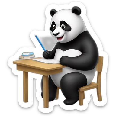 panda teacher writing math on chalkboard sticker