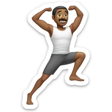 man doing stretch sticker