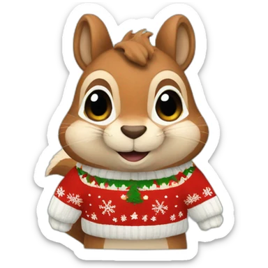 A squirrel in a Christmas jumper sticker