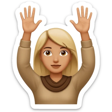 A person that holds his hands up with a 6 on the left hand and a 7 on the right hand sticker