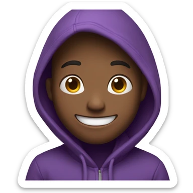 Laughing person wearing a purple hoodie sticker