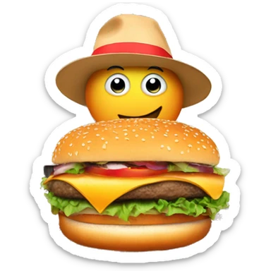a burger wearing a hat while sitting on the eiffel tower  sticker