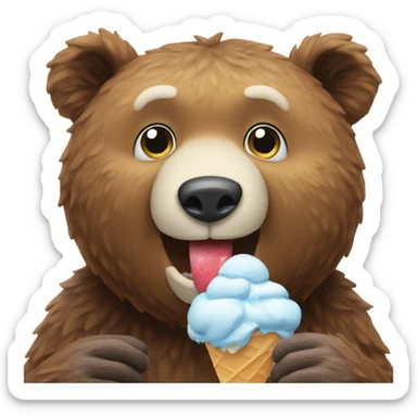 Bear in the snow that is eating icecream sticker