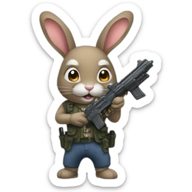 Rabit wearing guns  sticker