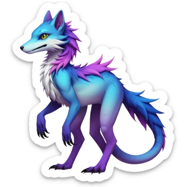 badass elegant wild beautiful natural badass futuristic epic exotic anthro modern furry cyborg-sergal-vernid-creature, full body, gradient pretty hair, with a long tufted tail, aesthetic, art by LiLaiRa, art by art by Falvie sticker