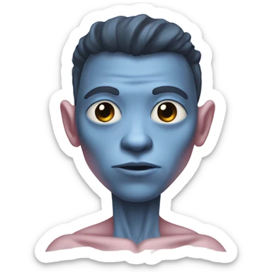 Light pink white and blue alien with baggy pants shirtless with scars across the chest  sticker