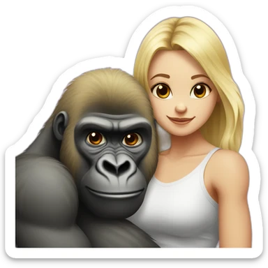 Buff Gorilla with a shy blonde girl sticker