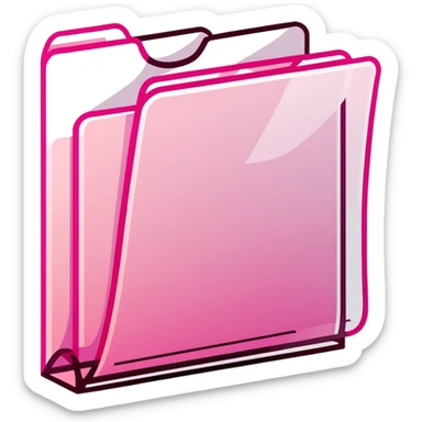document folder, transparent glass with bright pink gradient from #FF335F to #FF99AA, soft shadows and highlights, minimalistic sticker