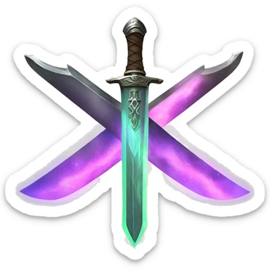 thick sword with northern lights on blade sticker