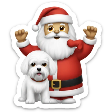  white maltese dog and Santa Claus  sticker