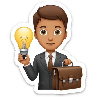 entrepreneur with briefcase and business ideas sticker