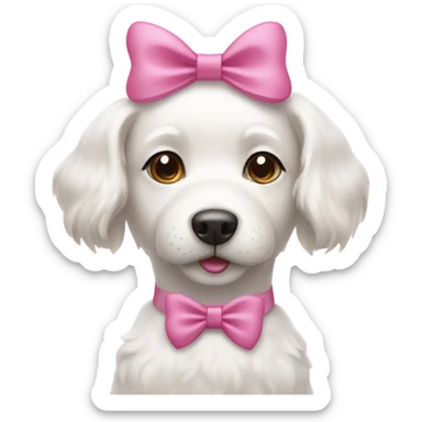White dog with pink bow sticker