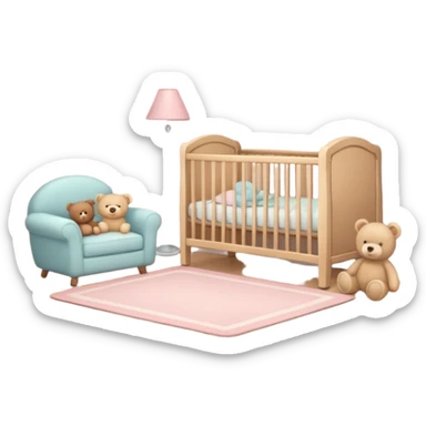 baby room, Cozy baby room with crib and teddy bear sticker