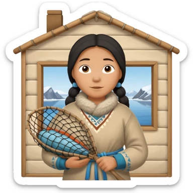 Inuit with nets home sticker