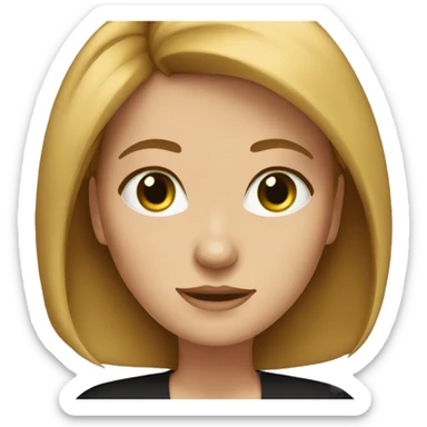 executive woman, straight golden brown hair, green eyes, black dress sticker