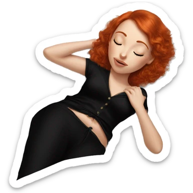 red hair girl sleeping in black juicy couture bed spread sticker