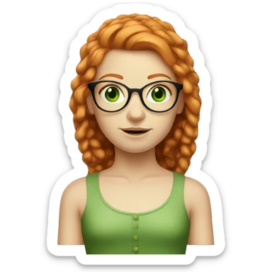 Ginger girl with wire rim glasses and green eyes sticker