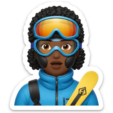 make a yn in a ski mask but but the mask is only covering his mouth and his hair is curly and black and ski goggles on his hair sticker