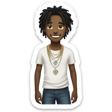 smiling boy with jewelry with black dreadlocks sticker