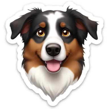 Tri colored Australian shepherd with dark brown eyes sticker