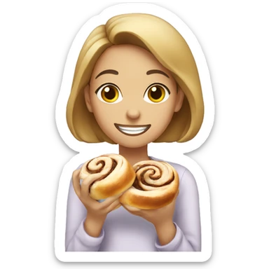 Girl eat cinnamon rolls  sticker
