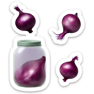 Picked red onion in a jar sticker