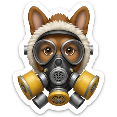 dog with gas masks sticker