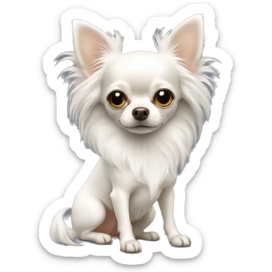 white long-haired chihuahua full body sticker