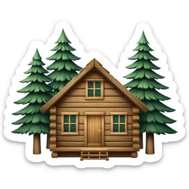 cabin in the woods, surrounded by pines sticker